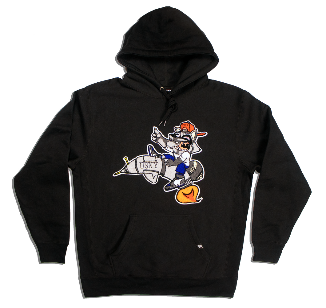 USNY Premium Heavyweight Hooded Sweatshirt (Chenille Raccoon Patch Collection 3)
