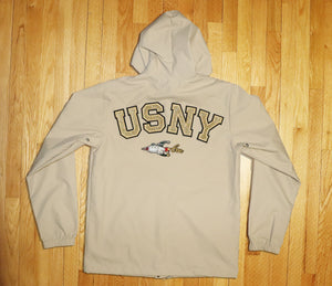 USNY Water Resistant Hooded Windbreaker Chenille Letter Love Rocket.