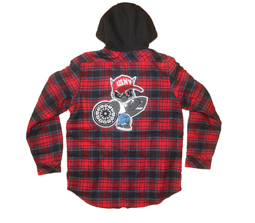 USNY Raccoon Manhattan Born Quilted Flannel Full-Zip Hooded Jacket